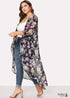 Vestido estilo kimono bohemio color ébano de talla grande para mujer